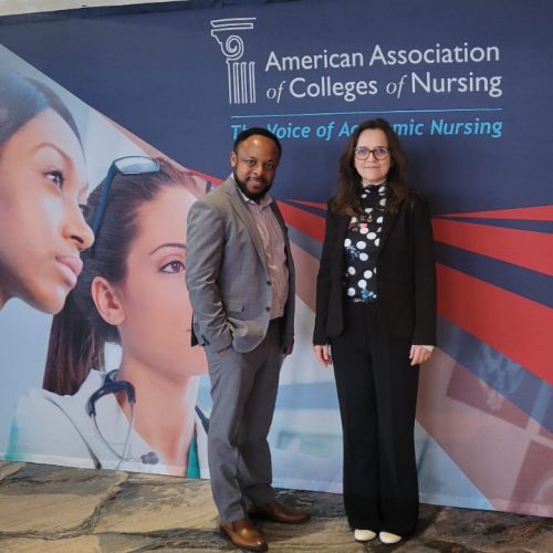 Edwin Aroke, CRNA, PhD - USA with Thorunn S. Eliasdottir, CRNA, PhD - Iceland, Chair of the Education Committee